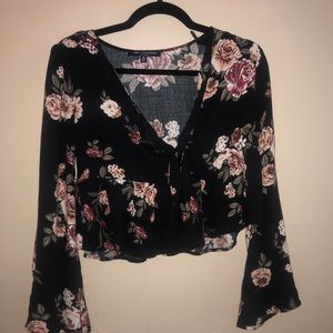 Black floral blouse